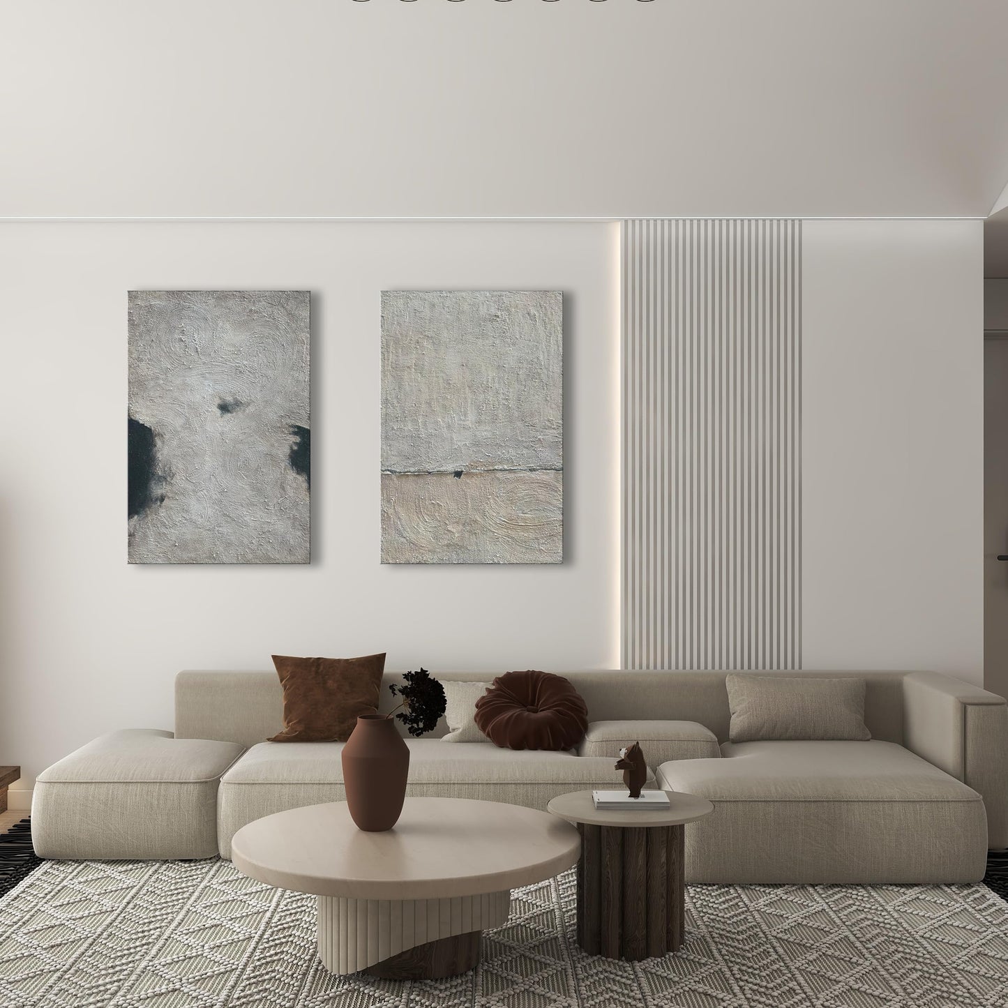 NANKAI Hand Painted Minimalist Black and White Art Canvas Abstract Oil Painting 36x24 inch Wall Decorative Art