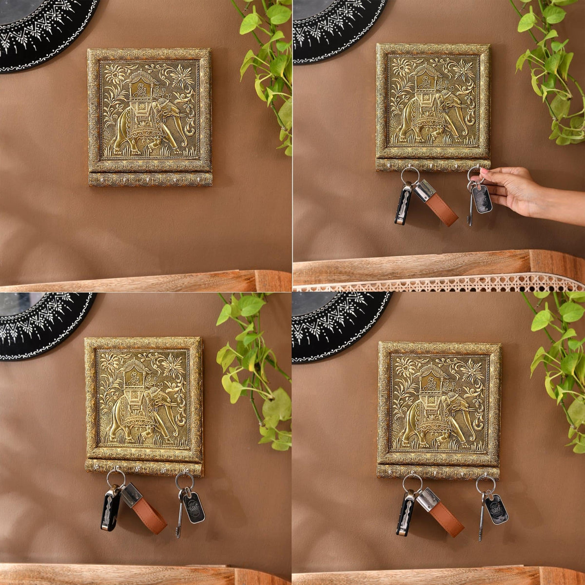 LOVENSPIRE Key Holder Décor Elephant Design Key Hooks for Wall Hanging Hand Crafted Decorative Showpiece Key Organizer Home Decor Wall Mounted 5 Hooks for Entryway Living Room Housewarming Gift