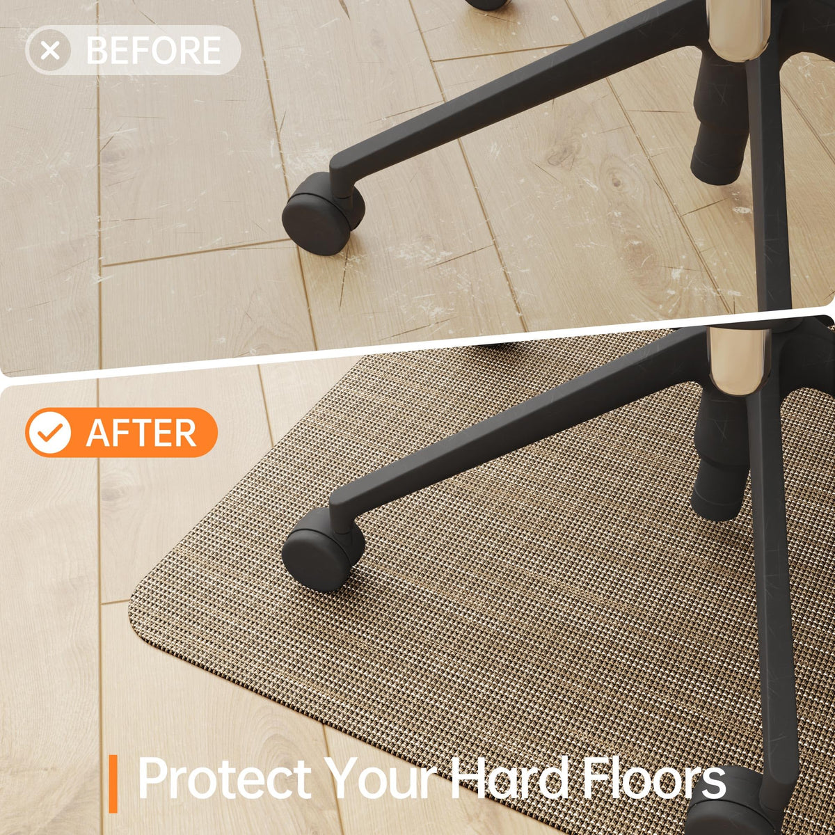 Homek Office Chair Mat for Hardwood & Tile Floor, 36"x48" Computer Chair Mat, Non-Curve Anti Slip Hard Floor Protector for Rolling Chair, PVC Mat Desk Rug for Home Office
