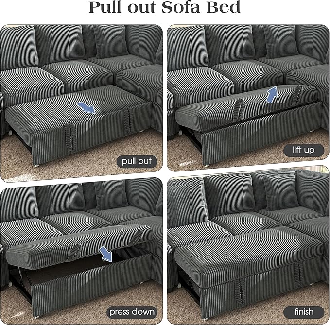Ihanherry 8-Seater Large Sectional Sofa Bed