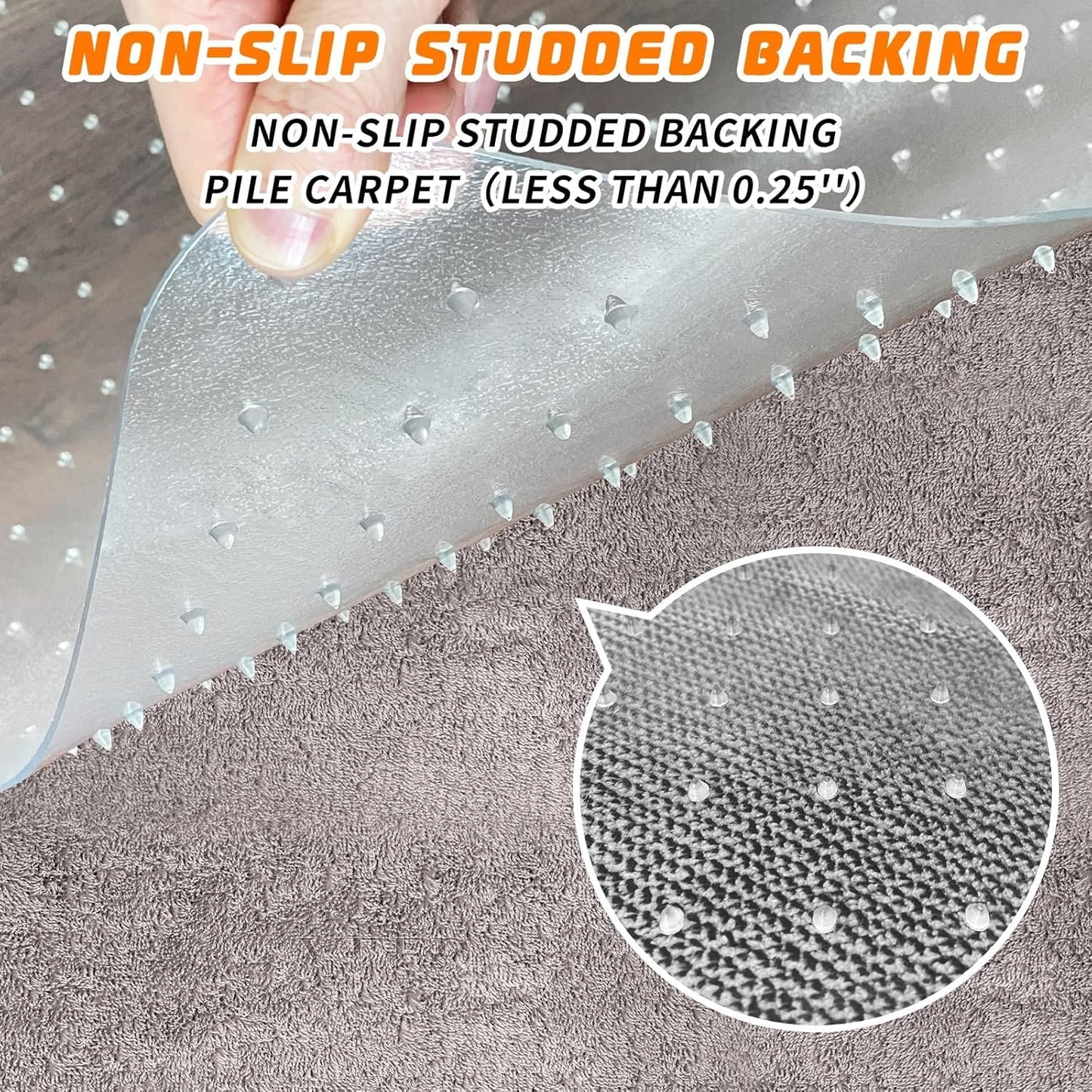 Office Chair Mat for Carpeted Floors, Desk Mats 48"X30" for Rolling Desk on Low Pile Carpets, Small Computer Gaming Plastic Floor Mats for Office Chair on Carpet, Easy Glide Without Curling