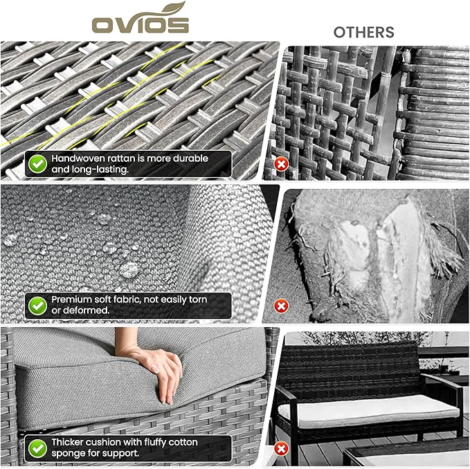 ovios 8-Piece Patio Furniture Set, Outdoor Wicker Sofa