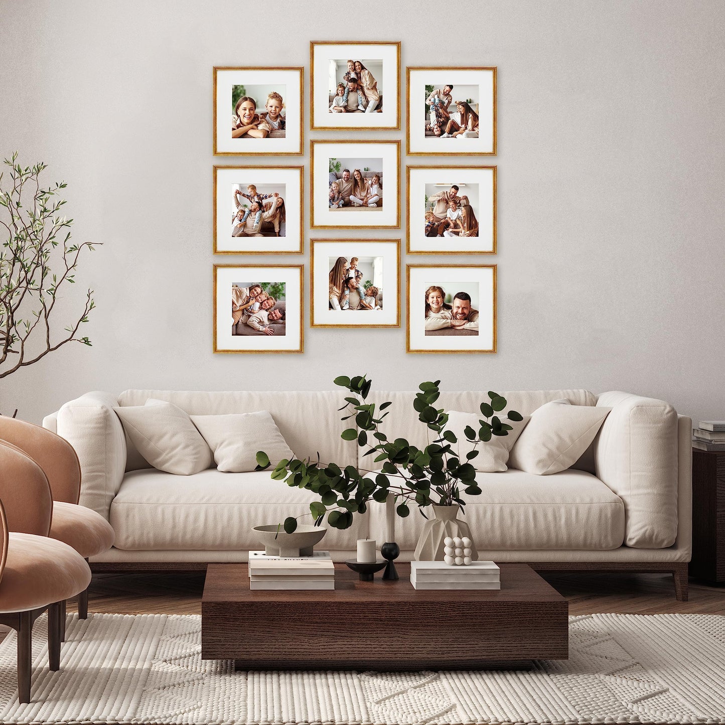Sheffield Home 9 Piece Gallery Wall Frame Set, 12x12 Inch, Antique Bronze