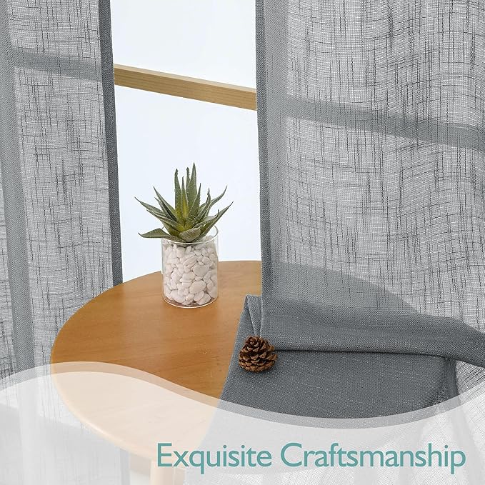 Chyhomenyc Charcoal Grey Semi Sheer Curtains 36 Inch Length, Light Filtering