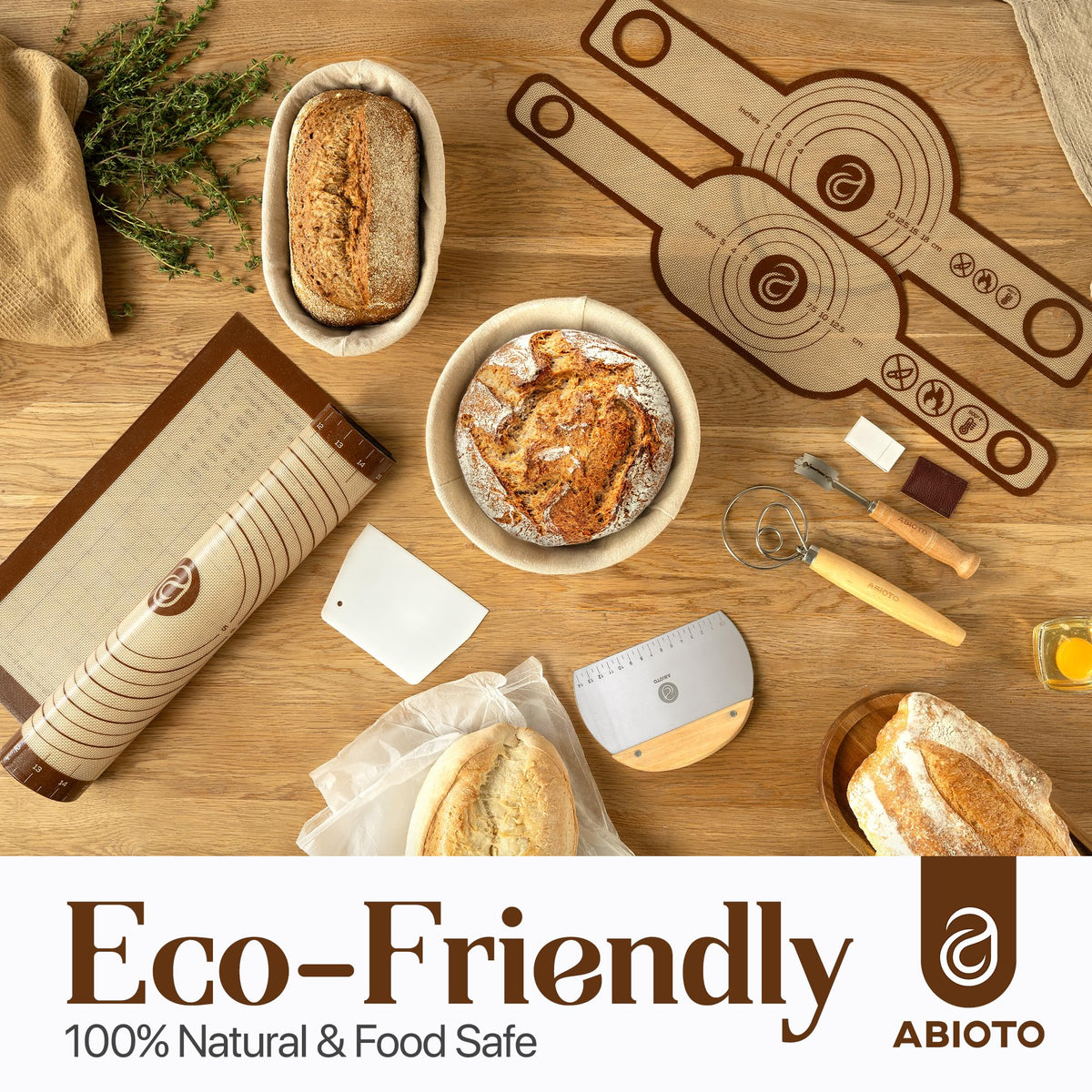 Sourdough Kit with Professional Bread Making Tools - A Complete Sourdough Bread Kit Including 10" Round & 11" Oval Bannetons, Bread Lame, Whisk, Bowl & Dough Scrapers, Slings, and Mat (17-Piece Kit)