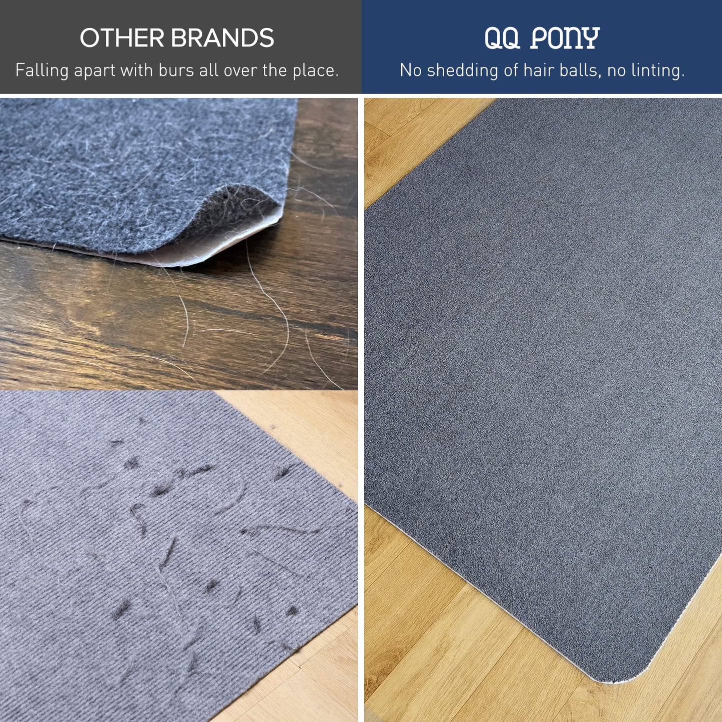 Chair Mat for Hard Floors, QQpony 1/6" Thick 63"x51" Office Chair Mat for Hardwood Floors, Premium Floor Protector Desk Rug for Home Office (Dark Grey)