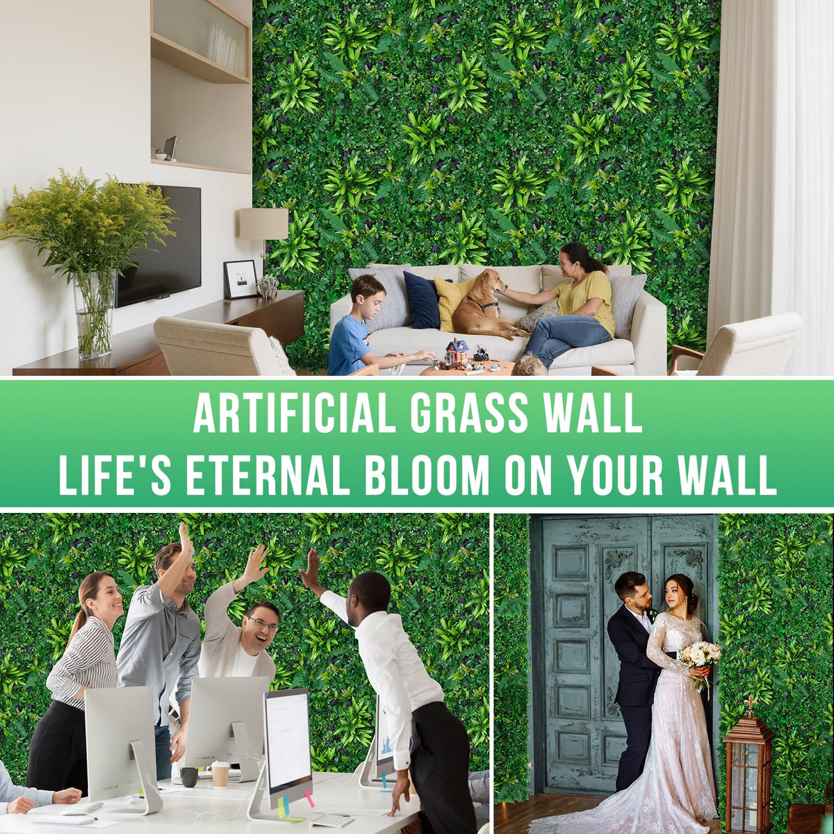 Grooy Artificial Boxwood Panels, Grass Wall Panels 20"x20"(8pcs), Privacy Hedge Fence Screen with UV Protection, Fake Greenery Backdrop for Indoor Wedding and Outdoor Garden Backyard