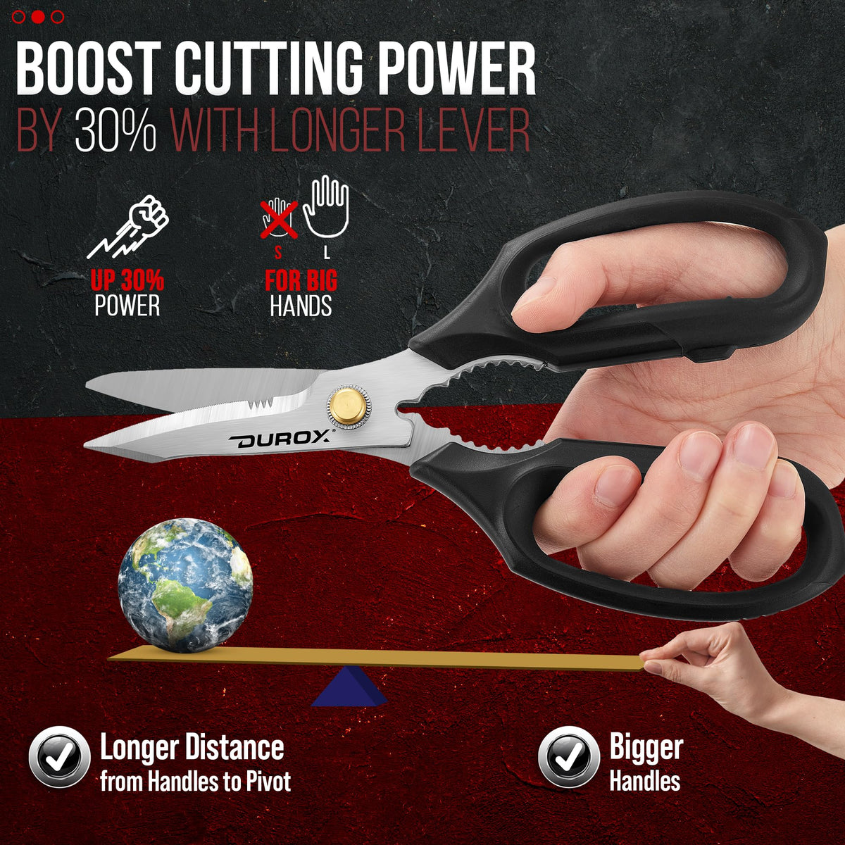 DUROX - Heavy Duty Scissors, Multipurpose Utility Scissors. Built to Cut Leather, Cardboard, Carpet, Plastic and Rope. All Purpose Heavy Duty Kitchen Scissors to Cut Meat, Poultry and Chicken Bones