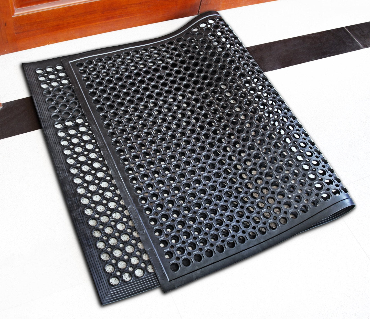 New Star Foodservice 533517 Commercial Grade Grease Resistant Anti-Fatigue Rubber Floor Mat, 36" x 60", Black