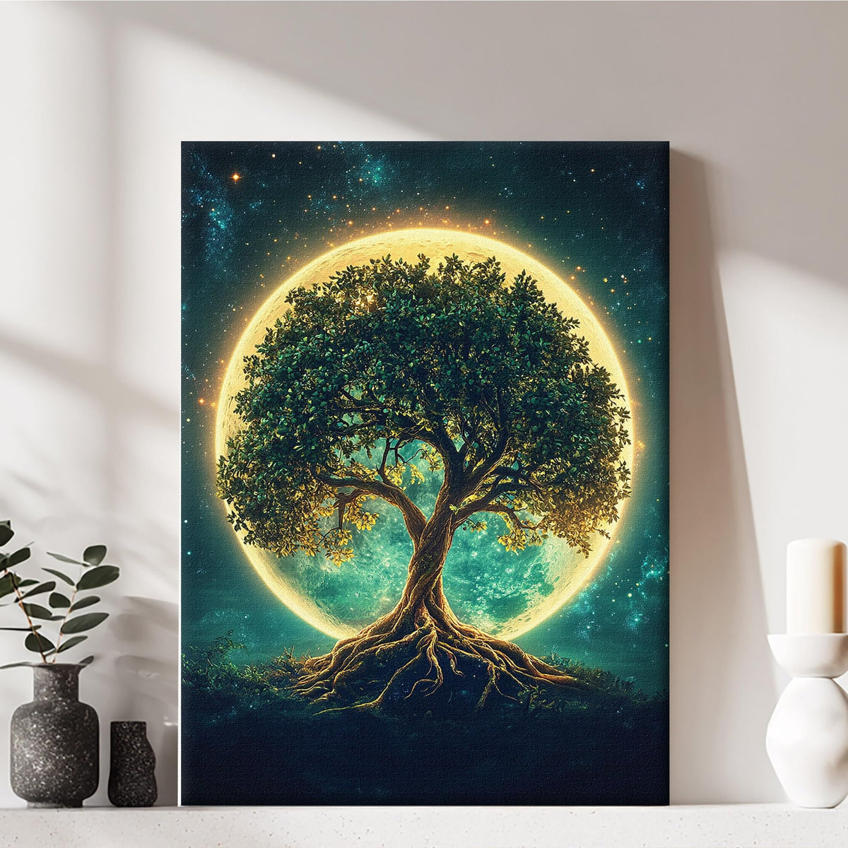 Framed Canvas Wall Art Print, Modern Ready to Hang Home Decor Tree, Wall Hanging Decor Painting Poster Artwork for Living Room, Bedroom, Bathroom, Gift, Home Decoration 7.8 x 11 Inch D73