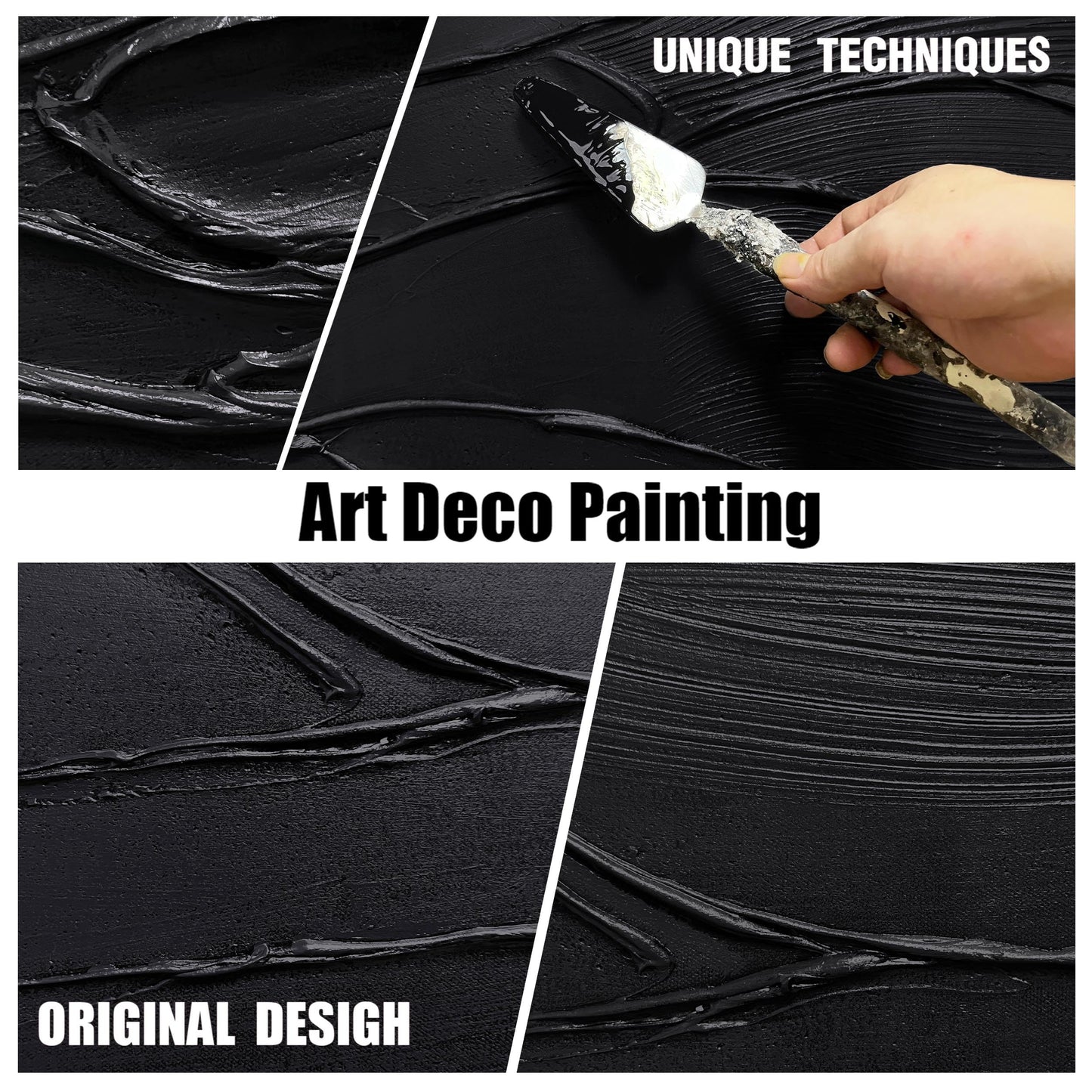 CGXART Abstract Painting Wall Art For Living Room Black Painting Wall Decor For Bedroom Modern Wall Art For Bathroom Size 20 x 40 Inch