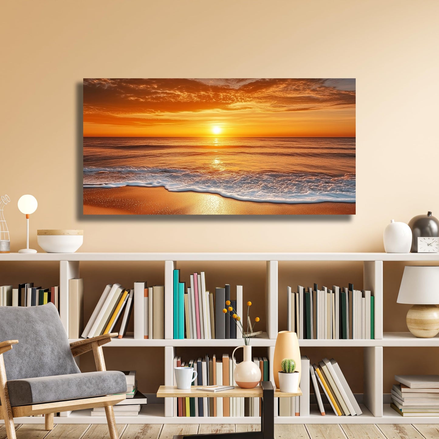 Yuaxker Beach Wall Art Modern Minimalist Wall Prints Aesthetic Artwork for Living Room Bedroom Dining Room Office Home Decor 24x48inch