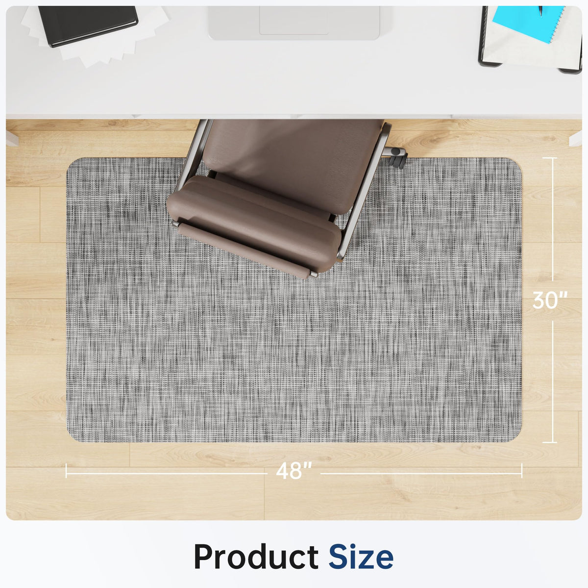 Cybstrax Office Chair Mat for Hardwood & Tile Floor, 30" x 48" Desk Chair Mat, Anti Slip, Non-Curve Computer Chair Mat for Rolling Chairs Floor Protector for Home Office