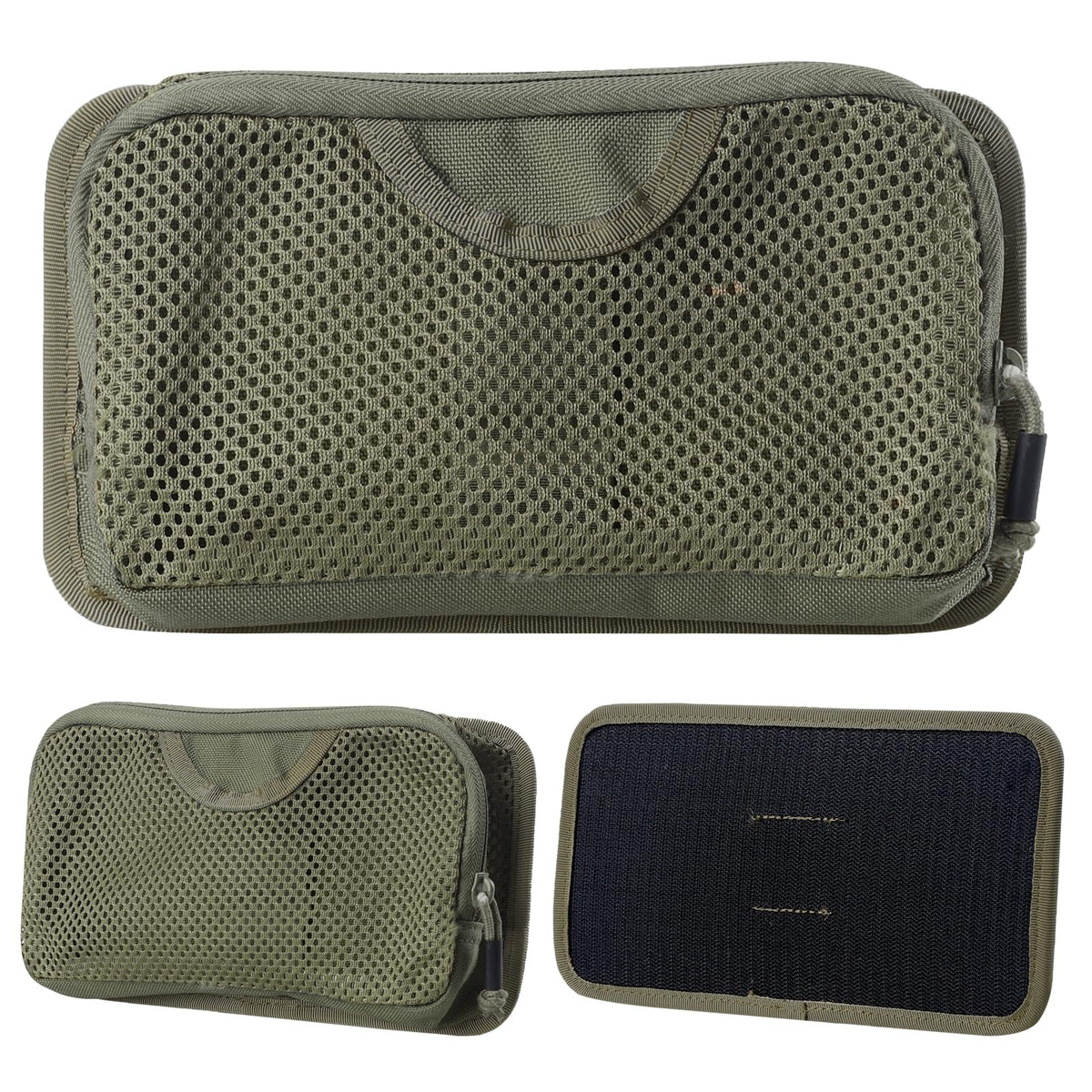 LIVANS Tactical Mesh Zipper Pouch, Modular Insert Panel Organizer EDC Utility Storage Pocket with Hook-N-Loop Fasteners for Backpack Bag Accessories