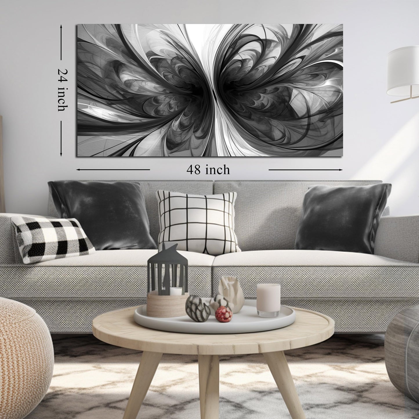 TYTAUPT Black and White Pictures for Wall Abstract Art Wall Decor for Living Room Bedroom Office Wall Art 24 x 48 Inch