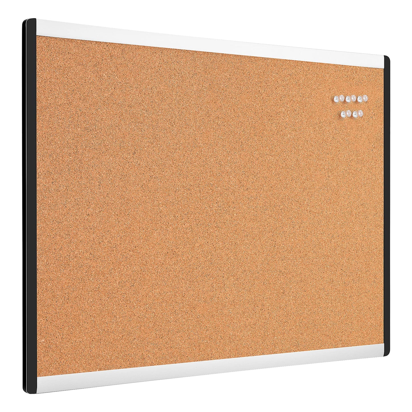 Amazon Basics Cork Bulletin Board, 23" x 17", Lightweight, Easy to Mount, Aluminum/Plastic Frame