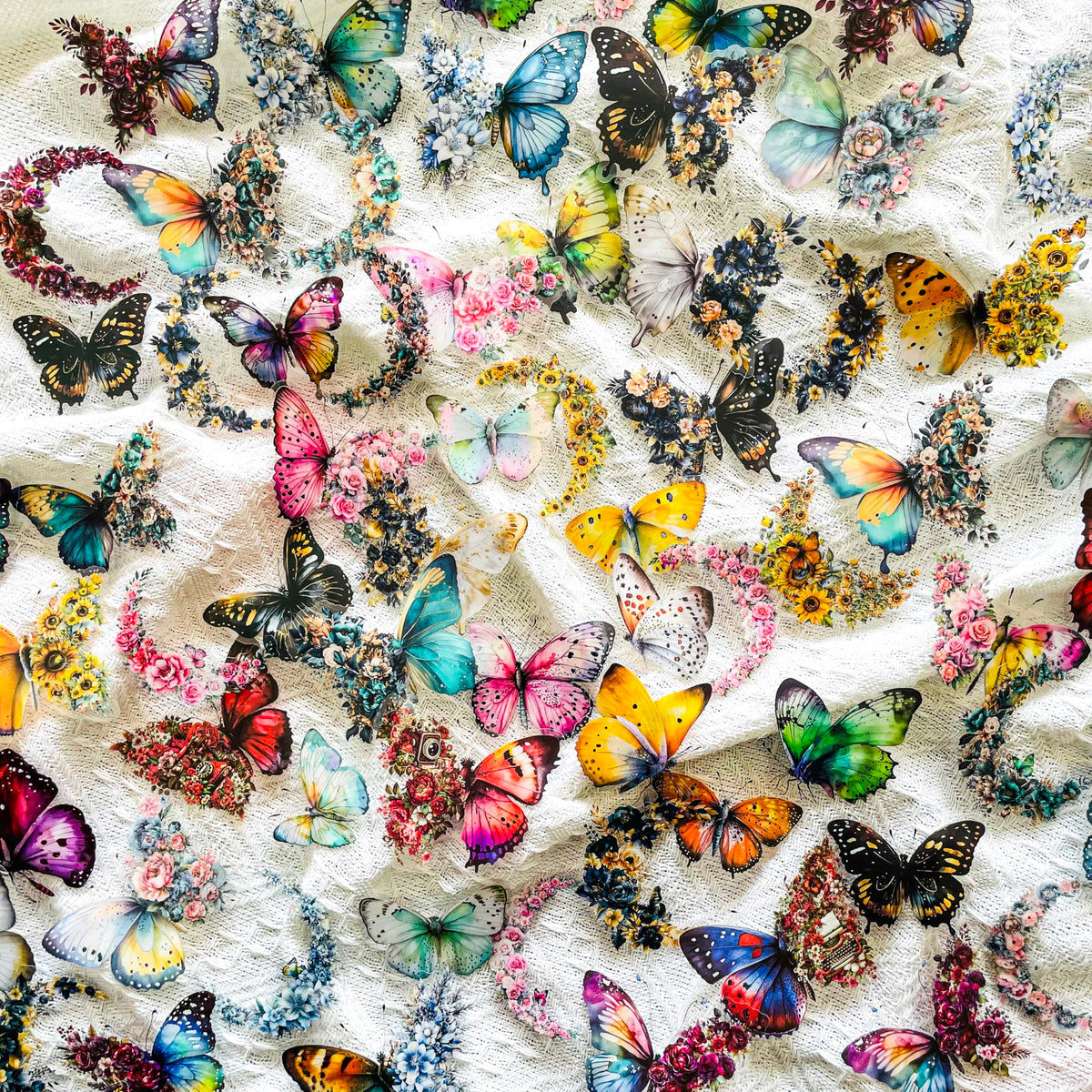 240Pcs Fantasy Butterfly Flowers Moon Stickers - Transparent Waterproof Nature Aesthetic Stickers for Junk Journals,Scrapbooking,Resin Crafts,Planners