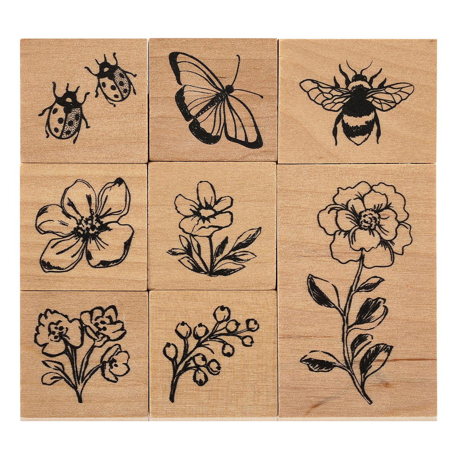 Recollections Flower Wood Stamp Set - Woods Stamps for Stationary, Scrapbooking, School Projects, Arts & Crafts - 1 Pack10185545