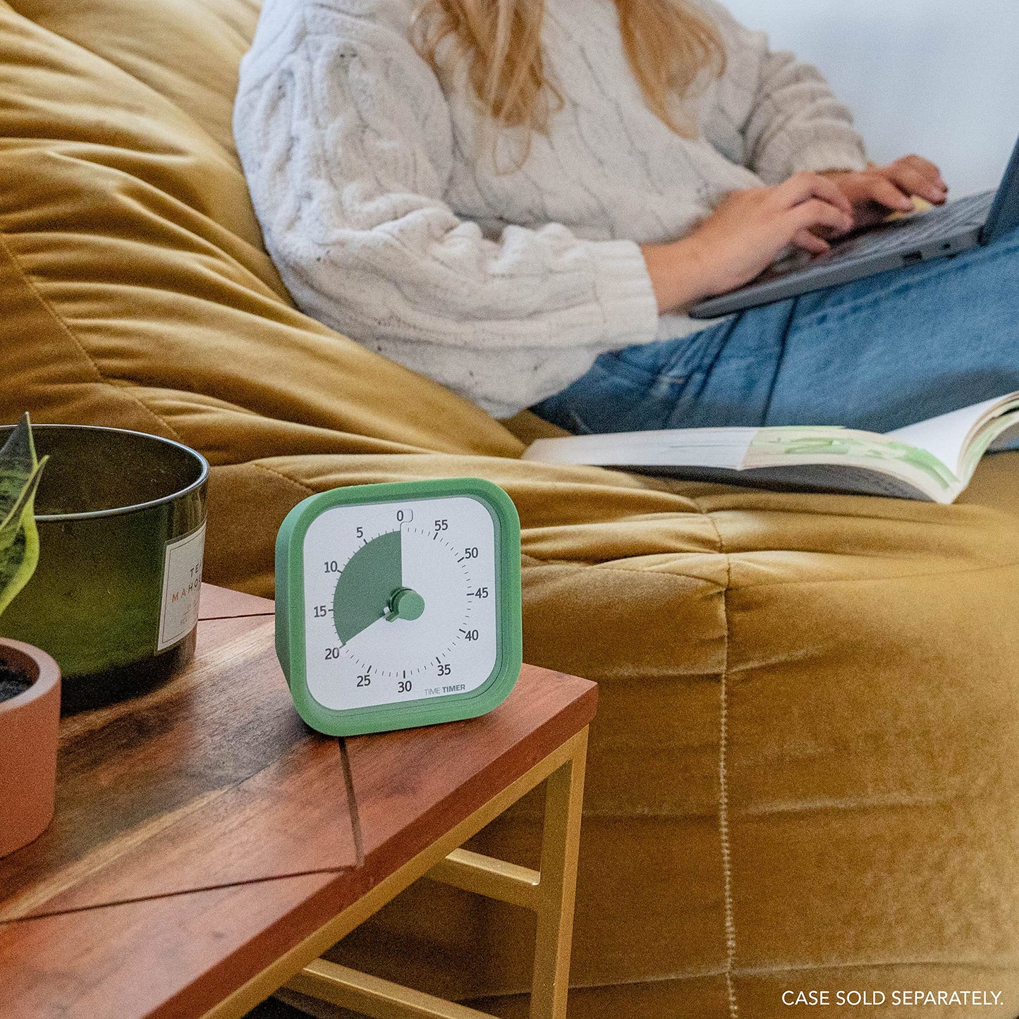 TIME TIMER Home MOD – 60-Minute Visual Timer, Home Edition, Silent Operation, for Homeschool Supplies, Study, Office & Meetings (Fern Green)