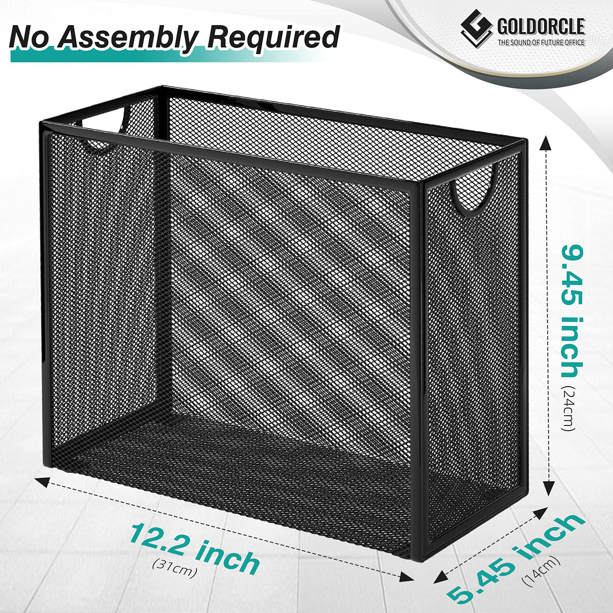GoldOrcle Hanging File Organizer, Letter-Size File Holder Filing Box with 5 Hanging Folders, Metal Mesh Desk File Folder Storage(No Assembly Required) (with 5 Grey Folders)