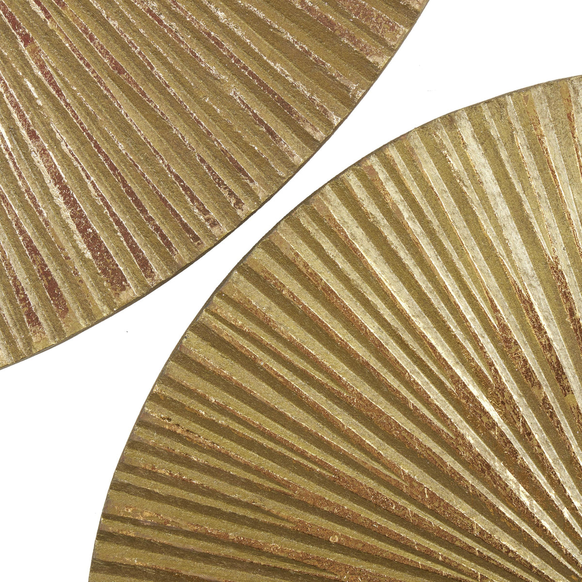CosmoLiving by Cosmopolitan Wooden Plate Home Wall Decor Carved Radial Wall Sculpture, Set of 3 Wall Art 24", 20", 16"H, Gold