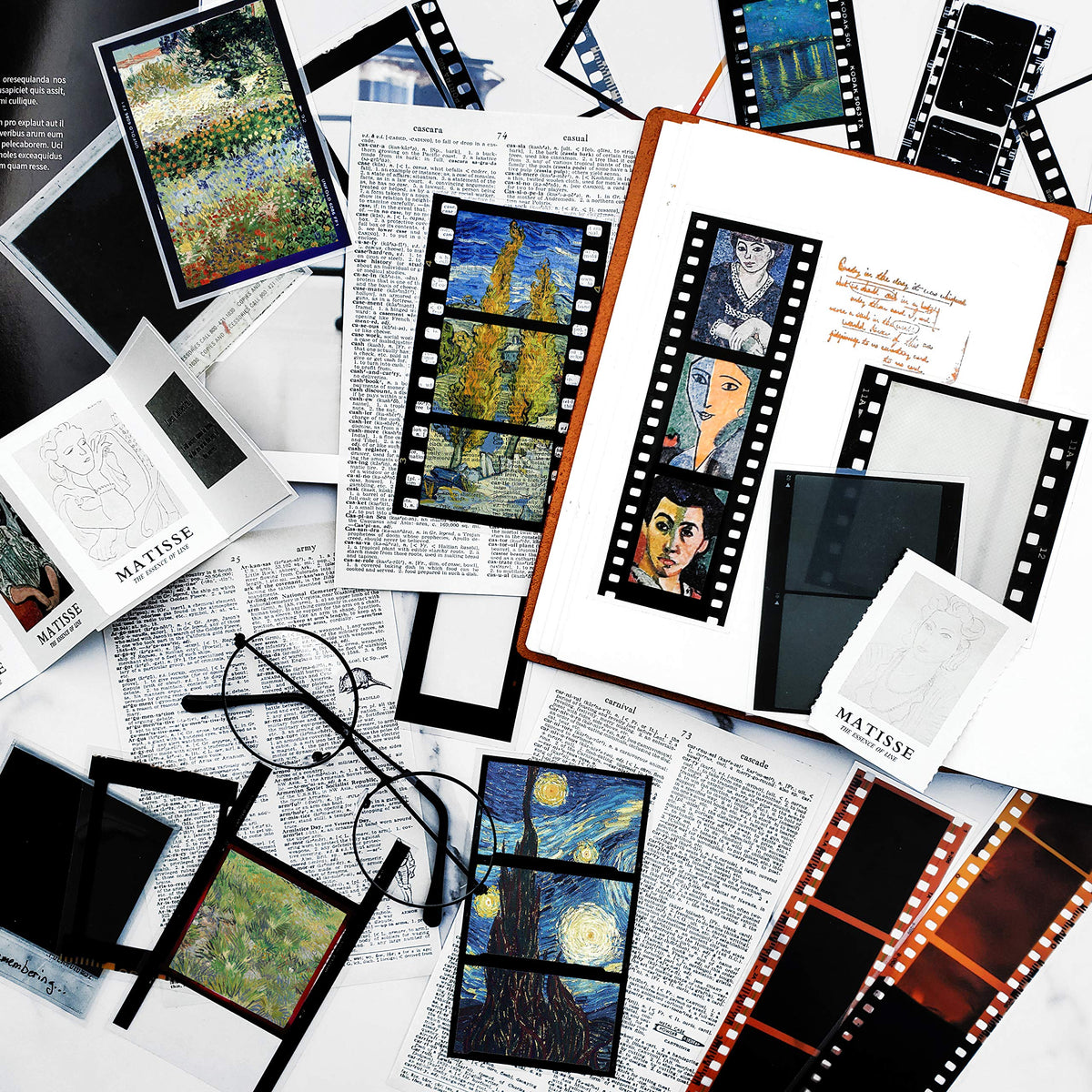 Mayplous 5 Packs Retro Film Strip Stickers, Camera Photo Border Decals for Scrapbooking, Photo Albums, Journaling, Card Making (Memories)