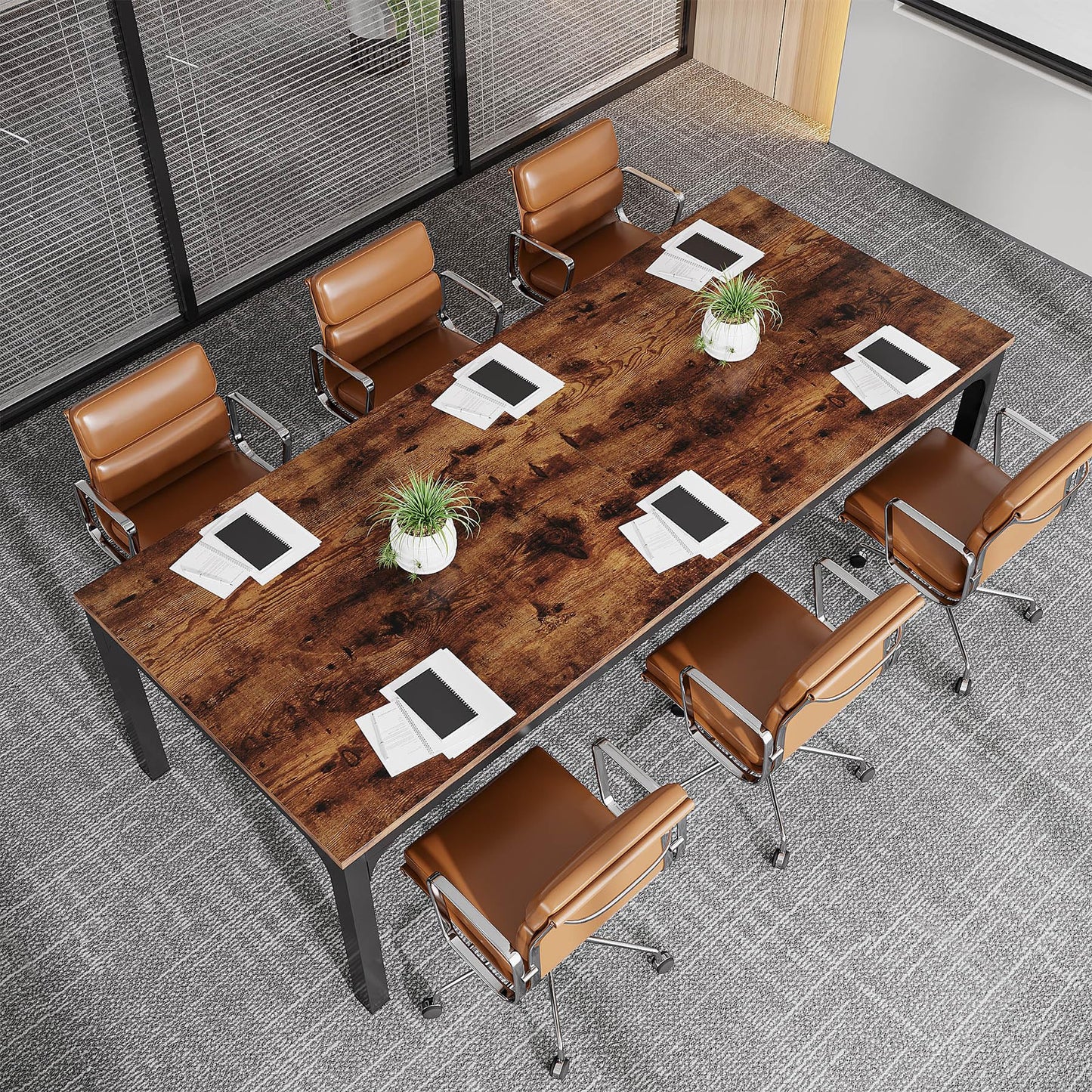 Tribesigns 6.5 FT Conference Room Table, 78.74" W x 27.56" D Large Office Conference Table, Modern Seminar Meeting Table Desk for Boardroom, Meeting Room (1, Rustic Brown)