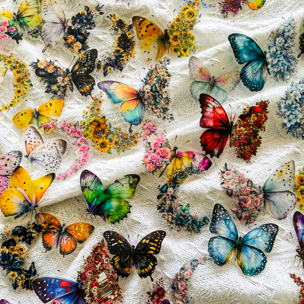 240Pcs Fantasy Butterfly Flowers Moon Stickers - Transparent Waterproof Nature Aesthetic Stickers for Junk Journals,Scrapbooking,Resin Crafts,Planners