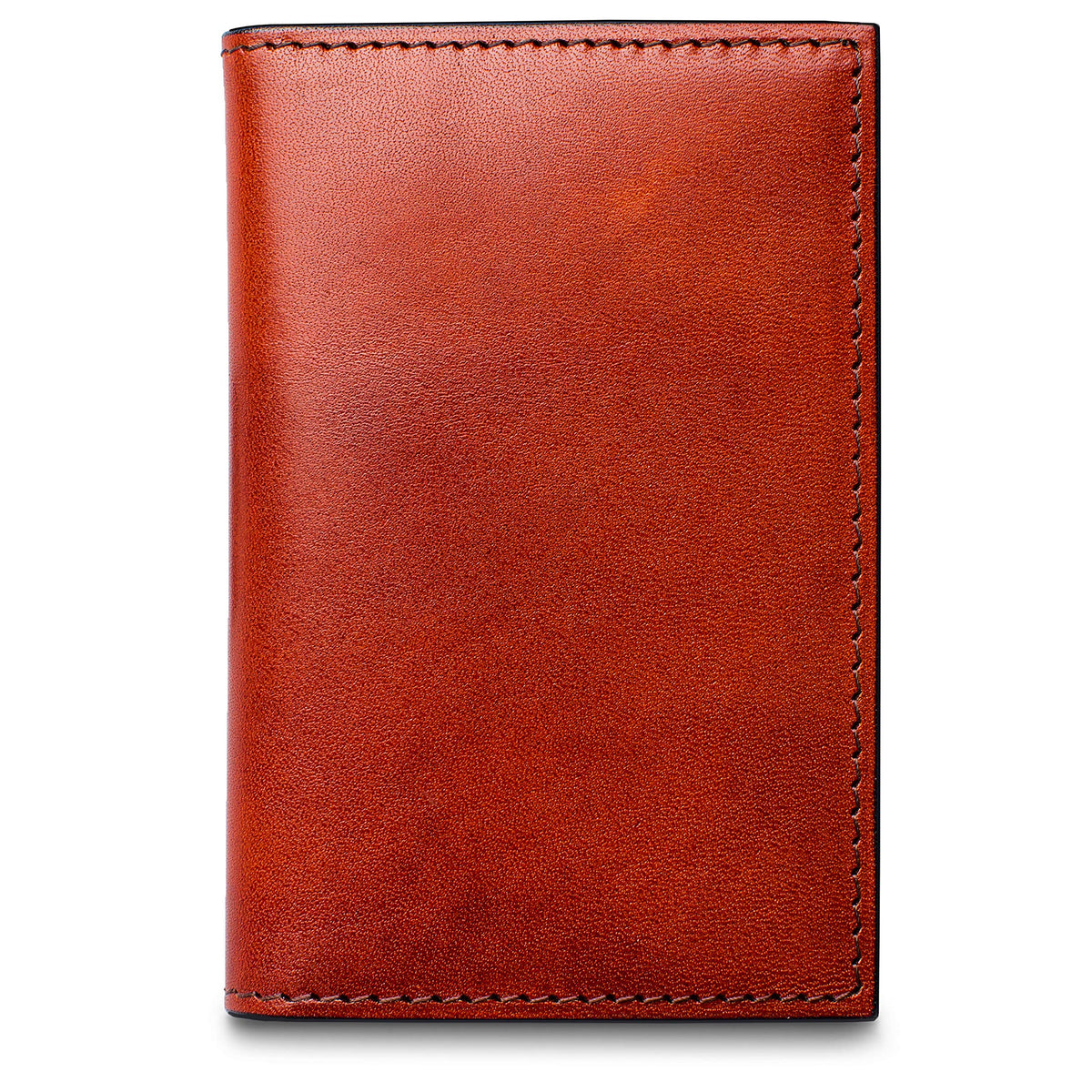 Bosca Men's Leather Card Holder Wallet – Italian Full Grain Vegetable Tanned Credit Card Case – 6 Card Slots, 2 Receipt Wells – Classic Glossy Finish – Gift-Ready Packaging - Cognac Brown
