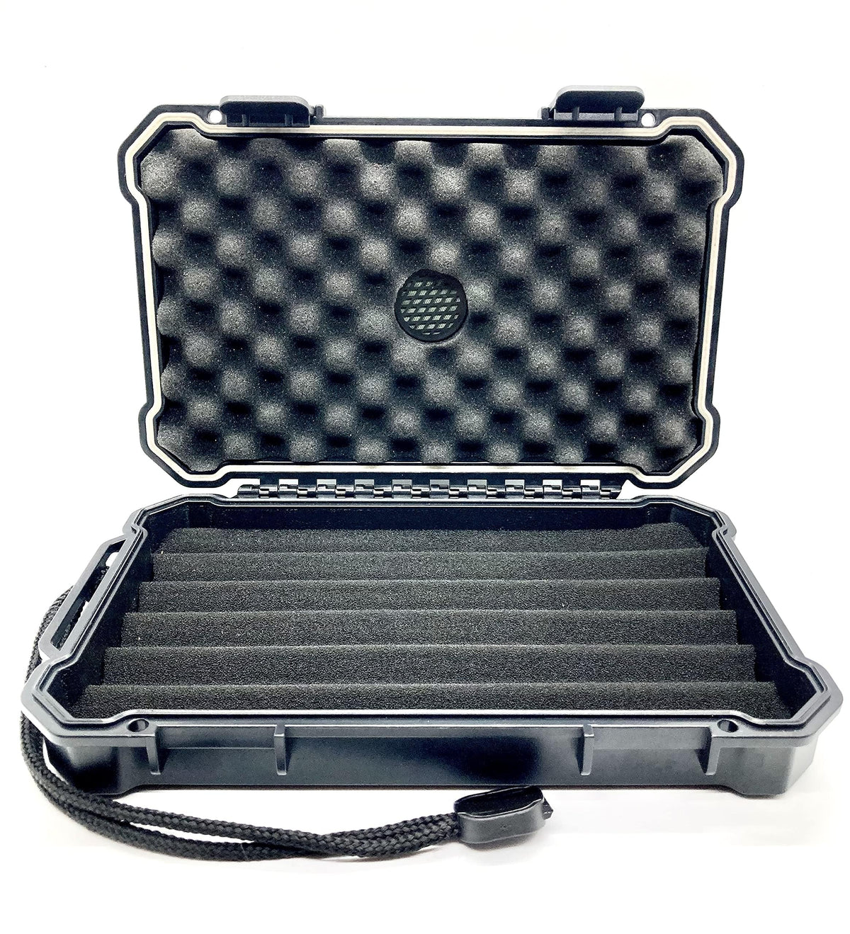Travel Humidor Cigar Carrying Case - 5- Count- Waterproof, Crushproof, Airtight Seal, Durable Black Portable Case
