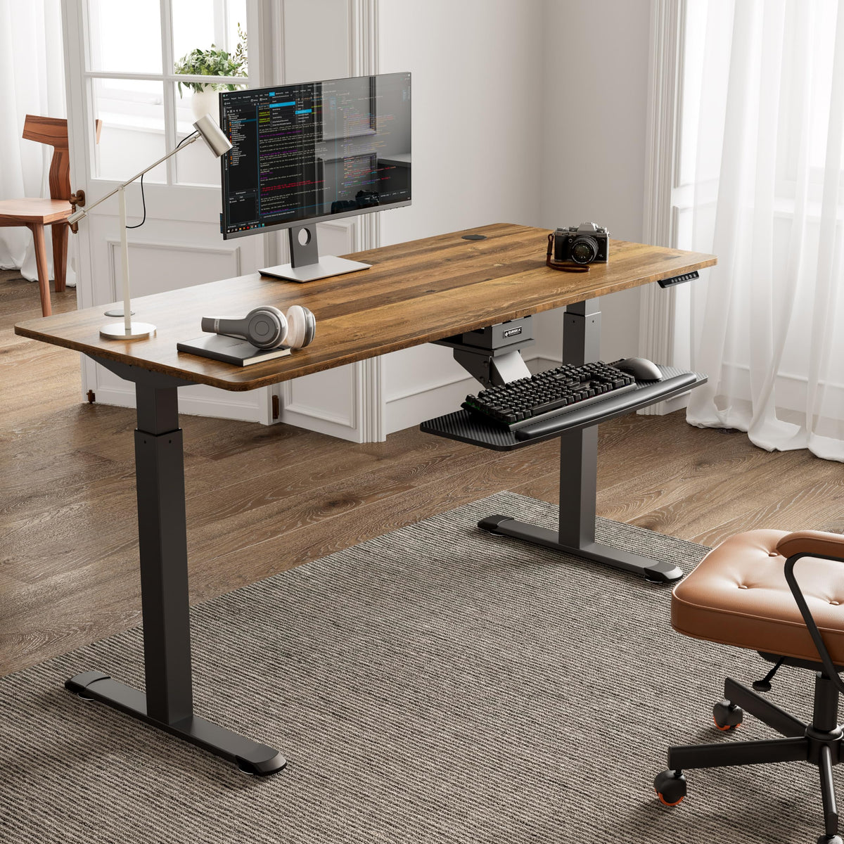 EUREKA ERGONOMIC Height Adjustable Mouse & Keyboard Tray Under Desk, 28x10'' Large Slide Out Swivel Tilt Computer Keyboard Drawer with Pad for Gaming Home Office, Dual Mount